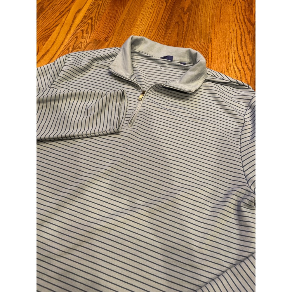 FootJoy Mens XL 1/4 Zip Performance Pullover Blue Striped Long Sleeve Golf 25297